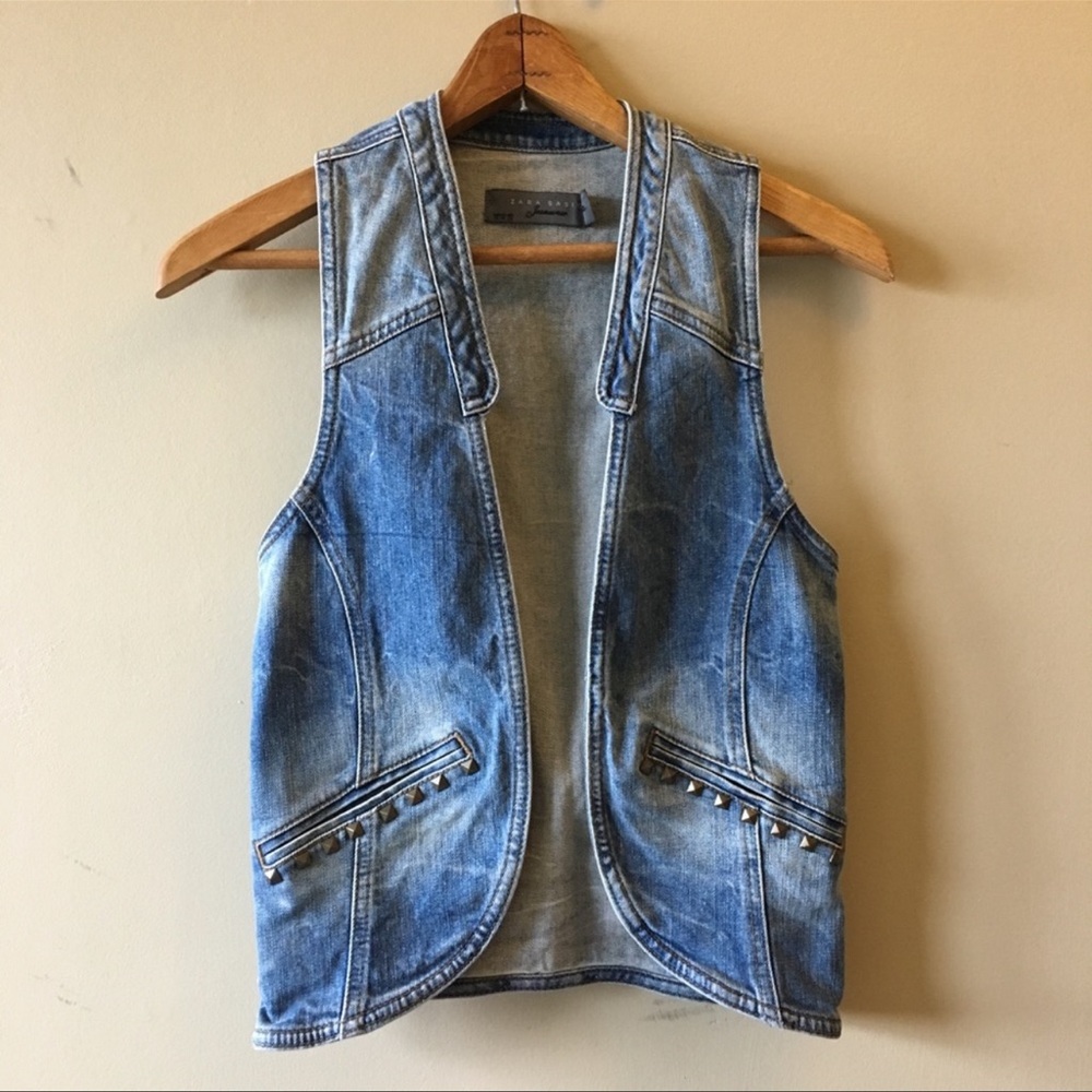 Zara Blue Distressed Denim Vest